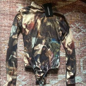 Pretty Little Thing Renaissance Art Long Sleeve Bodysuit